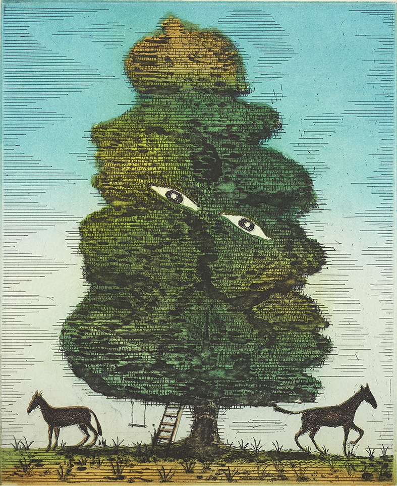 The Talking Trees Of England: The High Court Judge, Three plate colour etching on 300gm Hahnemuhle paper, 33 x 28 cm, Edition: 40, 2018